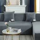 Fundas Elásticas para Sofás. Cubiertas Protectoras para sillones de Terciopelo Suave. Color Gris Claro.