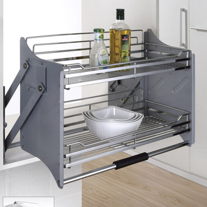 Organizadores Retráctiles para Gabinetes Superiores. Estantes Abatibles de Cocina Doble Nivel.