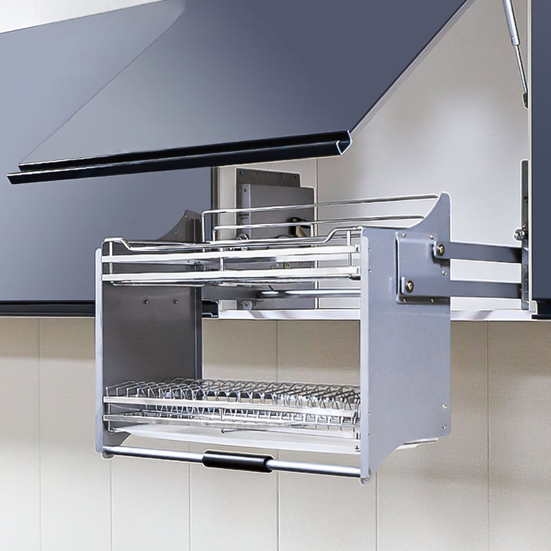 Organizadores Retráctiles para Gabinetes Superiores. Estantes Abatibles de Cocina Doble Nivel.