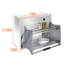 Organizador Retráctil para Gabinetes Superiores. 800mm Estante Abatible de Cocina Doble Nivel 76x56x28cm.