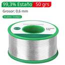 Rollo Cautin Estaño Alambre De Soldadura Sin Plomo 99.3% 0.6mm (50 Grs). Contenido Fundente 2%. Punto Fusión 227°C Para Electrónica Y Reparaciones