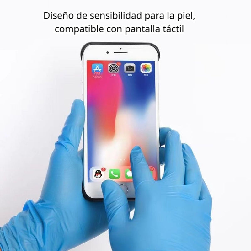 Guantes Desechables De Nitrilo Azul De Alta Elasticidad Sensibles Al Tacto.