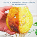Esponjas De Limpieza Multiusos De Imitación Lufa Y Esponja De Algas. 9.8×9.8×3.9cm Esponjas De Fregar Para Cocina Y Vajilla Firmes en agua fría Y Suaves en Agua Tibia. ( 1 UND)