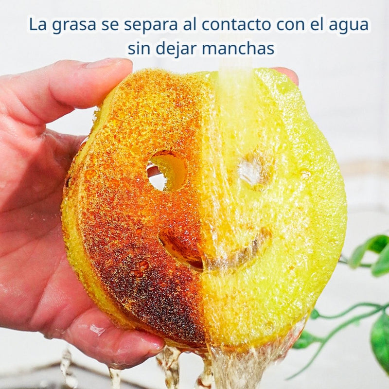 Esponjas De Limpieza Multiusos De Imitación Lufa Y Esponja De Algas. 9.8×9.8×3.9cm Esponjas De Fregar Para Cocina Y Vajilla Firmes en agua fría Y Suaves en Agua Tibia. ( 1 UND)