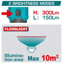 Linterna lampara de mano 4V 3.5W  Lumens 300 ±10% / Bajo: 75 ±10%  con batería recargable. Incluye cable de carga USB