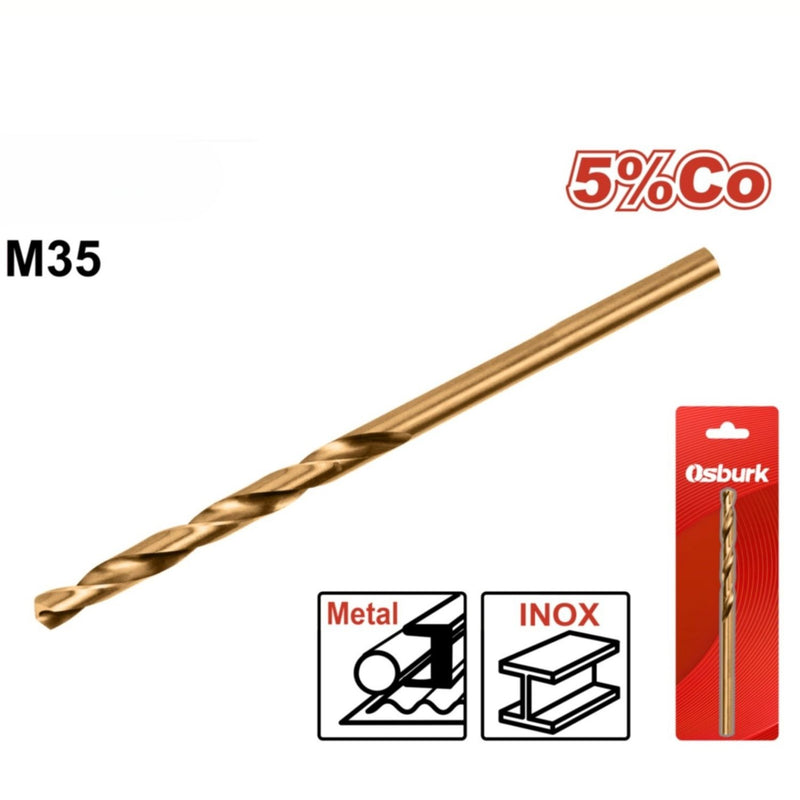 Broca HSS Acero Alta Velocidad.Ideal para Metal. Punta 135° Cobalto 5%