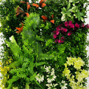 Follaje Artificial Verde 50x50cm con Flores Blancas y Rojas para Decoración de Pared Interior o Exterior (CON PROTECCION UV)