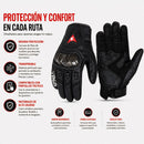 Guantes para Moto Compatibles con Celulares Touchscreen. Carcasa de Fibra de Carbono Anticaídas. Transpirables y Antideslizantes. Color Negro.