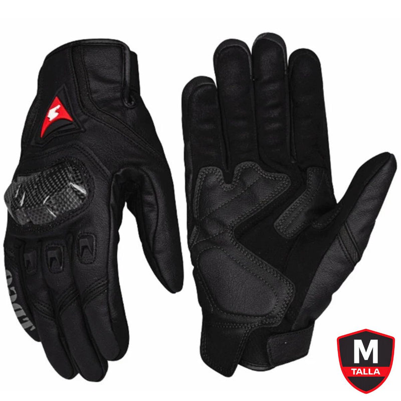Guantes para Moto Compatibles con Celulares Touchscreen con Carcasa de Fibra de Carbono Anticaídas Transpirables Antideslizantes Negro Talla M