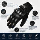 Guantes de Moto con Carcasa de Aleación Anticaídas y Antideslizantes. Compatibles para Usar con Pantalla Táctil. Resistentes al Desgaste. Color Negro.
