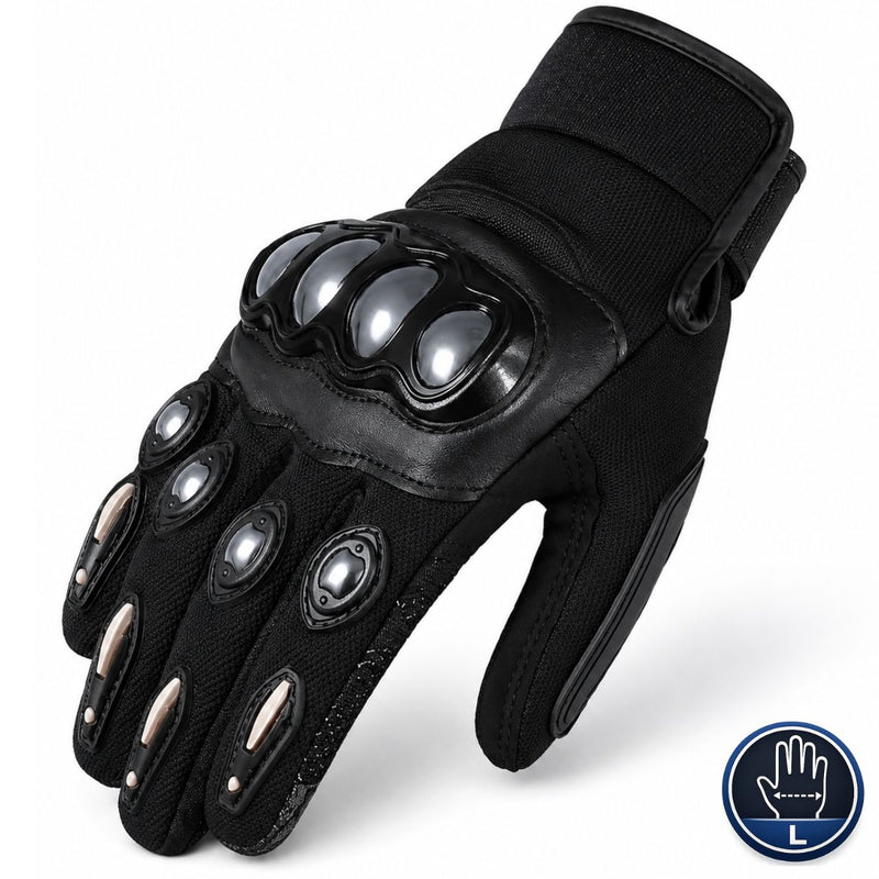 Guantes de Moto con Carcasa de Aleación Anticaídas Antideslizantes Compatibles para Usar con Pantalla Táctil Resistentes al Desgaste. Color Negro Talla L