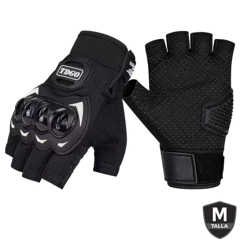 Guantes para Moto y Ciclismo Medio Dedo con Carcasa PE Anticaídas Antideslizantes Transpirables Resistentes al Desgaste. Color Negro. Talla M