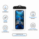 Bolsa seca Impermeable con Funda Waterproof para Celular. Mochila con Cierre Hermético para Playa, Kayak, Camping y Deportes Acuáticos. Color Negro.