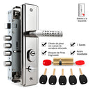 Cerradura De Seguridad Embutida Para Puertas Metálicas 20cm x 6.5cm. Con Cilindro De Acero Inoxidable. Incluye 7 Llaves. Apertura Izquierda Hacia Adentro