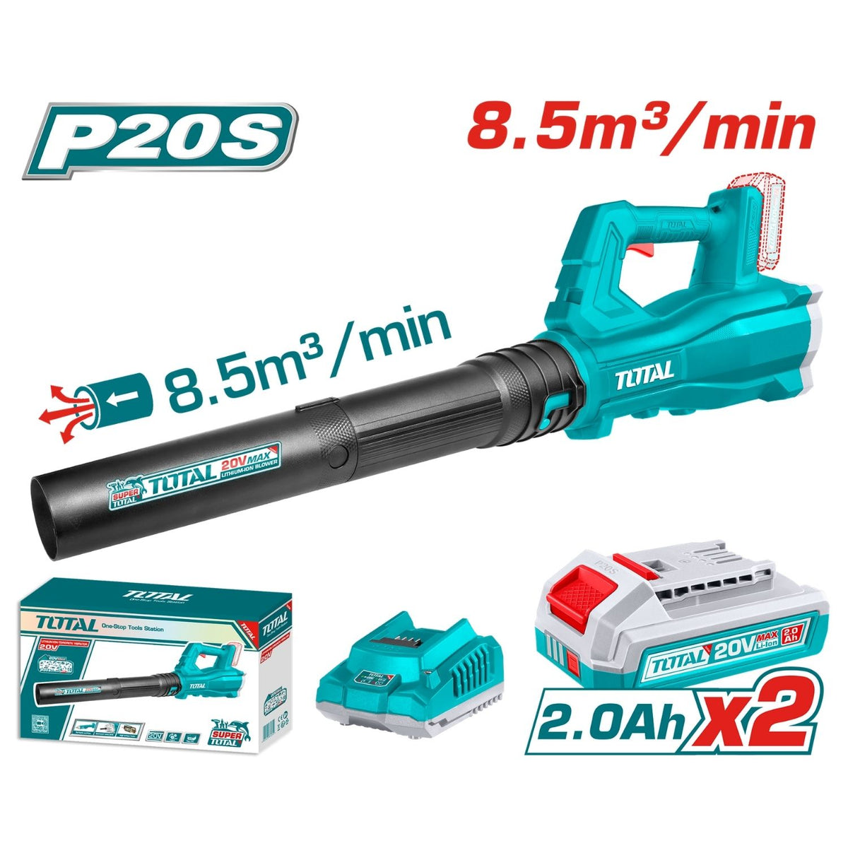 Soplador Blower 20V Inalámbrico Veloc sin carga 15,000 rpm  Incluye Batería 2.0Ah y cargador