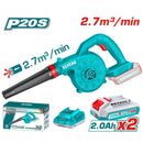 Soplador Blower 20V 18000 rpm 2.7m³/min Incluye 2 baterías y 1 cargador. Soplador de hojas inalámbrico