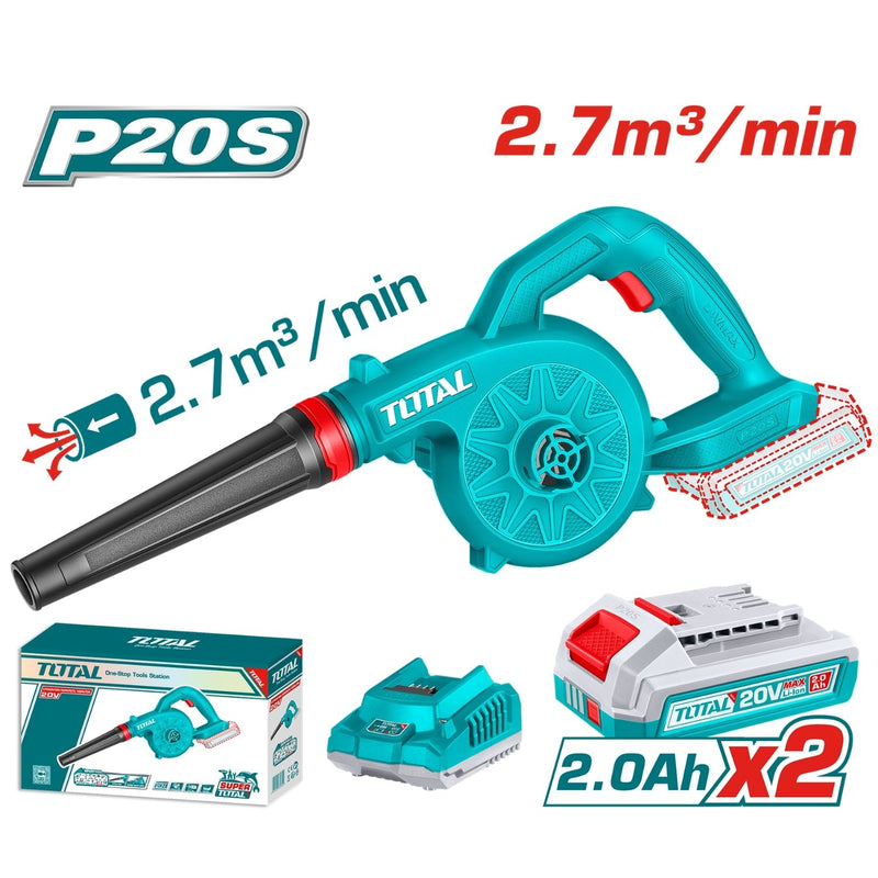 Soplador Blower 20V 18000 rpm 2.7m³/min Incluye 2 baterías y 1 cargador. Soplador de hojas inalámbrico