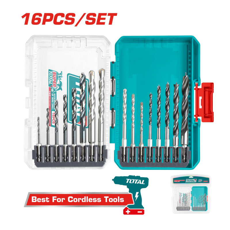 Brocas para metal, madera y uso multifunción. Set de 16 piezas.
