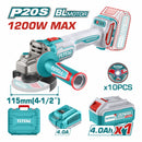 Flexible esmeriladora Inalámbrica 4 1/2" 20V Potencia de entrada: 1200W Incluye discos, batería, cargador y estuche. Esmeril angular