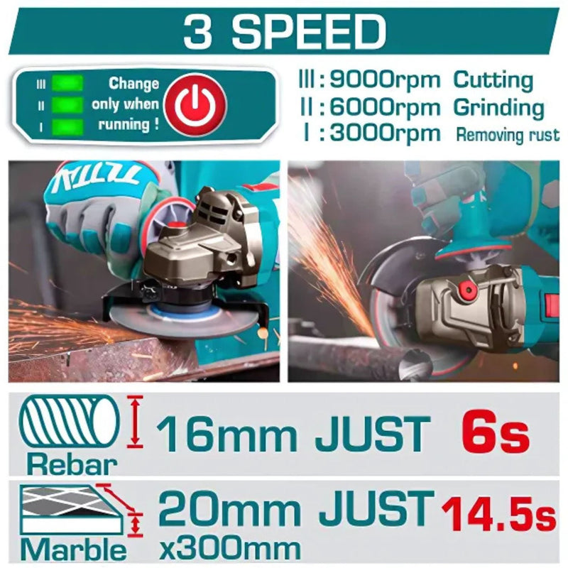 Flexible esmeriladora Inalámbrica 4 1/2” 42V Potencia de entrada: 1080W Incluye discos, batería, cargador y estuche. Esmeril angular