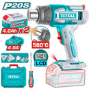 Pistola De Calor Inalámbrica. 20V. Temperatura 30-300°C / 30-580°C. Pantalla LCD. Incluye Batería y Cargador y Accesorios. Blower aire