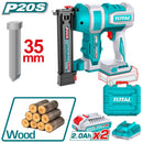 Clavadora de madera Inalámbrica 20V tipo F15~F35 Clavos Brad de 35mm. Capacidad de 105 pzs. Incluye  2 baterías  y 1 cargador.