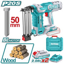 Clavadora de madera Inalámbrica 20V tipo F15~F50 Clavos Brad de 50mm. Capacidad de 105 pzs. Incluye 2 baterías y cargador.