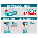 Batería 4.0Ah Indicador LED y Cargador 20V Salida 2A. Se vende en par.  Compatible con Herramientas P20S