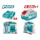 Combo del mes Total 20V Batería de 6.0Ah con indicador LED y Cargador Rápido de 4A compatible con Herramientas Inalámbricas POCAS UNIDADES.