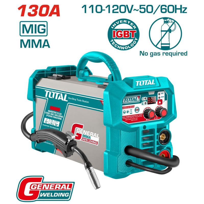 Máquina de  Soldar Inverter 130A Modelo Medium Duty 40% Arco con alambre tubular. No usa Gas. Ciclo de trabajo 110-120V.
