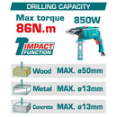 Drill Taladro Percutor 86N.m 20V Función De Impacto.  Mandril Metálico Jacobs. Motor sin escobillas. Incluye Batería, Cargador y accesorios.