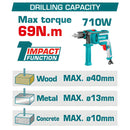 Drill Taladro Inalámbrico 1/2” 42V Función de Impacto. Motor sin escobillas. 69Nm. Incluye Batería y Cargador.