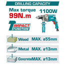 Drill Taladro Inalámbrico 99N.m 42V Función De Impacto. Motor sin escobillas. Incluye Batería, Cargador y accesorios.