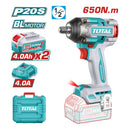 Llave Impacto dado cuadrado 20V 1/2" Motor sin escobillas. 650Nm Incluye 2 baterías y cargador. Super Total