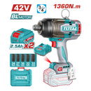 Llave Impacto dado cuadrado 20V 3/4" Motor sin escobillas. 1360Nm Incluye 2 baterías y cargador. Super Total