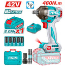 Llave impacto dado cuadrado 1/2" 42V. Motor sin escobillas. 460Nm. 2 baterías y 1 cargador.