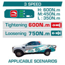 Llave Impacto Dado Cuadrado 42V 1/2" Motor Sin Escobillas. 600Nm Incluye 2 Baterías Y Cargador. Super Total