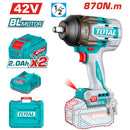 Llave Impacto Dado Cuadrado 42V 1/2" Motor Sin Escobillas. 870Nm Incluye 2 Baterías y 1 Cargador. Super Total