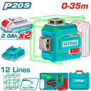 Nivel Láser Verde 3D 20V Rango De Trabajo: 0-35m Precisión De Línea: ± 1.5 mm a 7m   360°  Incluye Batería y Cargador.