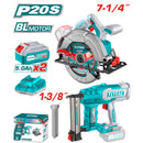 Combo del Mes Total Sierra Circular 20V 4800rpm 7-1/4''.  Clavadora Inalámbrica F15~F35. Incluye batería y cargador.  POCAS UNIDADES.