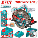 Sierra Circular 42V Disco 7-1/4'' (185mm) Motor sin Escobillas.  4800rpm Corte 45°-45 mm y 90°- 65 mm. Incluye Batería, cargador y accesorios.