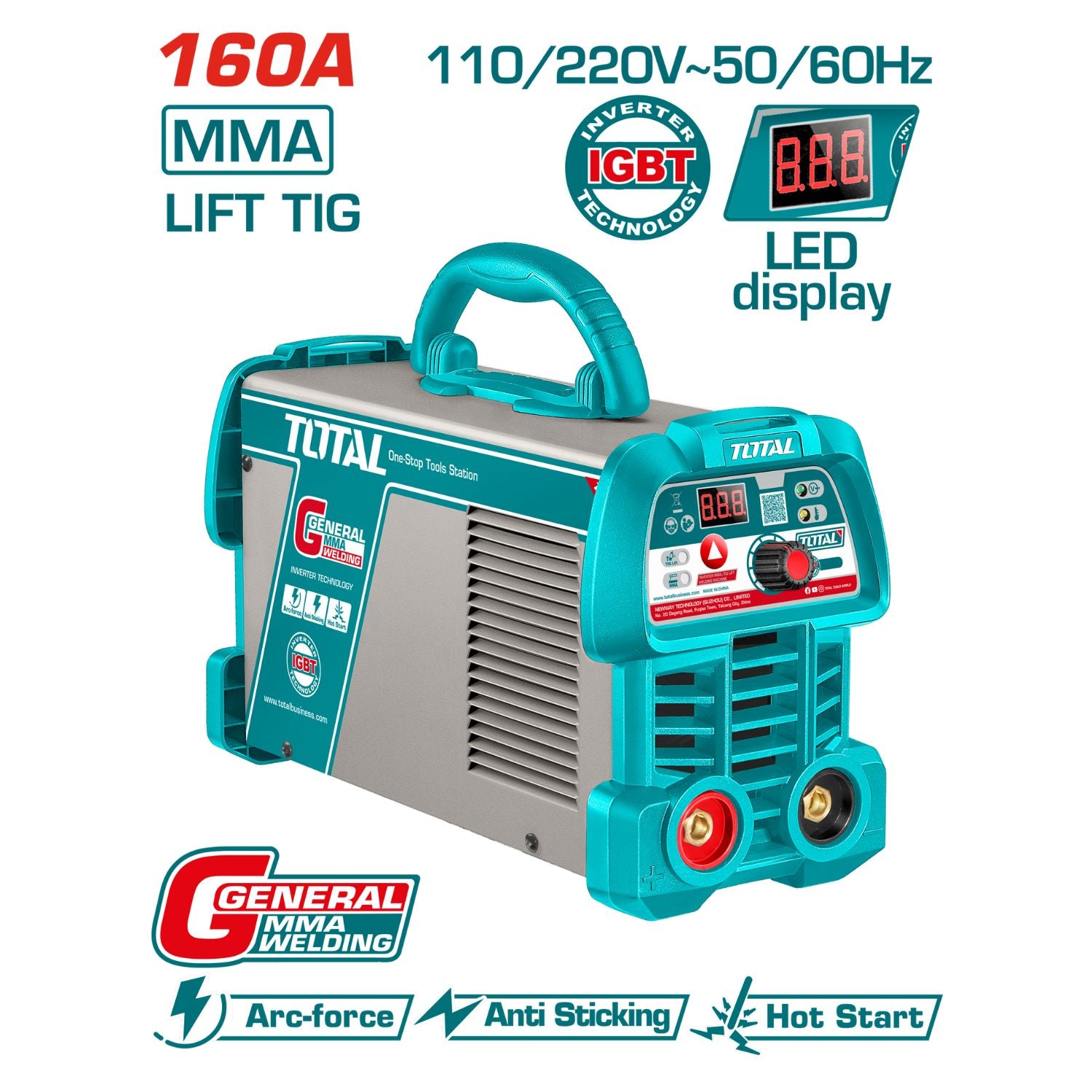 Máquina de Soldar Inverter 160A Modelo Medium duty 45% ciclo de trabajo. 110-120V-220-240V