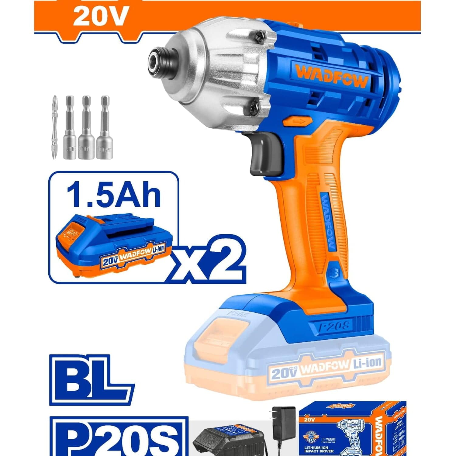 Llave Impacto Dado Hexagonal 1/4". 20V. Brushless Sin Escobillas. 170NM. 2 Baterías Y 1 Cargador