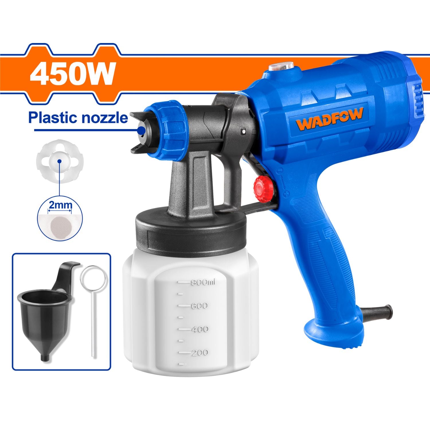Pistola Spray de aire para Pintar 450W Capacidad 800 ml. Voltaje: 110-120 V ~ 50 / 60Hz. De aire Viscosidad máxima: 100 DIN-s