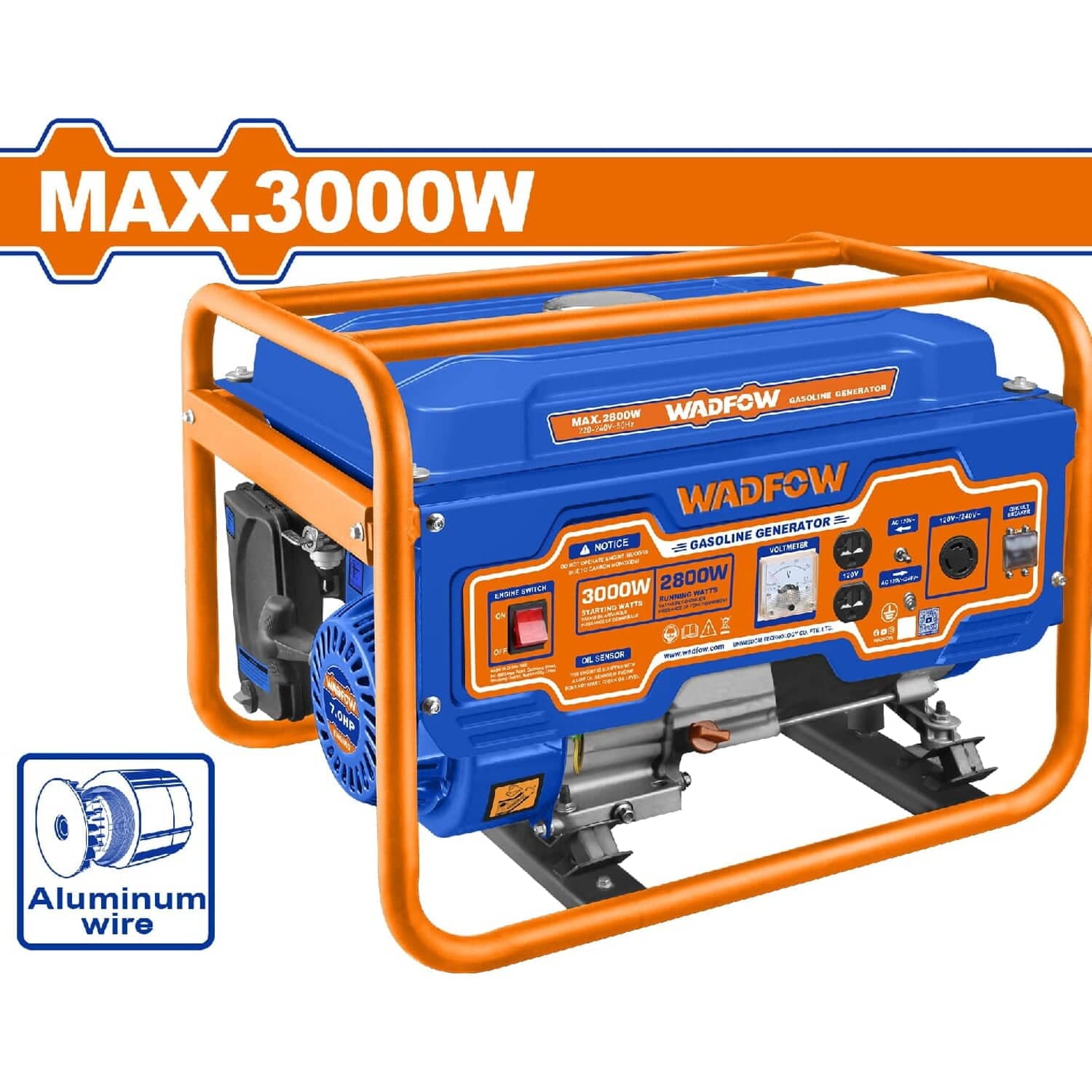 Generador A Gasolina 3000W 110-120V Frec. Salida: 60Hz. Veloc. Nominal: 3600Rpm. Motor: 4 Tiempos. Planta