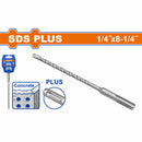 Broca para Concreto SDS Plus 1/4" x 8-1/4" Punta TCT alta calidad. Cromo-Vanadio. Superficie arenada.
