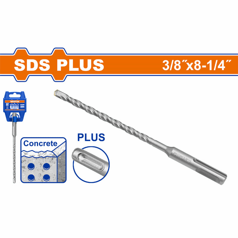 Broca para Concreto SDS Plus 3/8" x 8-1/4" Punta TCT alta calidad. Cromo-Vanadio. Superficie arenada.