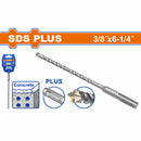 Broca para Concreto SDS Plus 3/8" x 6-1/4" Punta Carburo TCT Doble Canal Cr-V Superficie Arenada.
