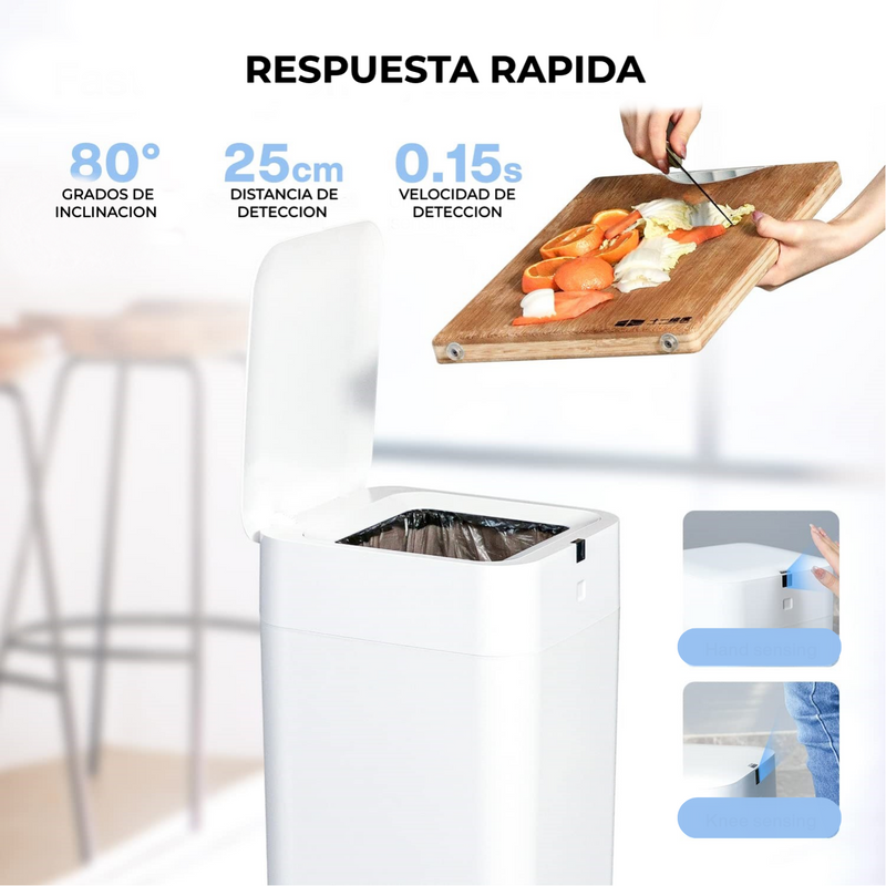 Basureros automáticos con autosellado y cambiante inteligente, sensor de movimiento sin contacto, con tapa