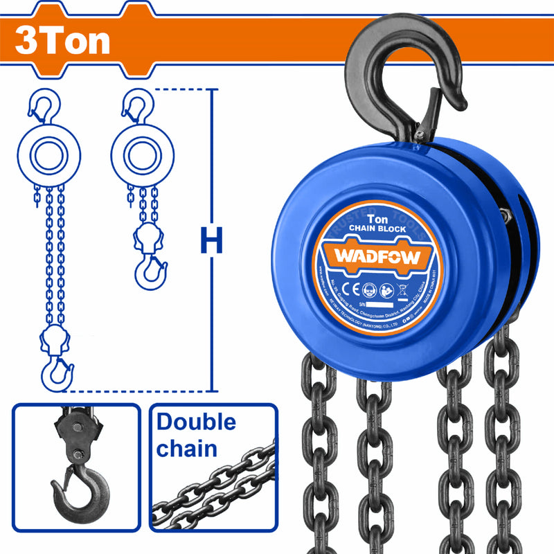 Tecle de cadena 3 TON 3mts de cadena manual Fuerza 404N señorita